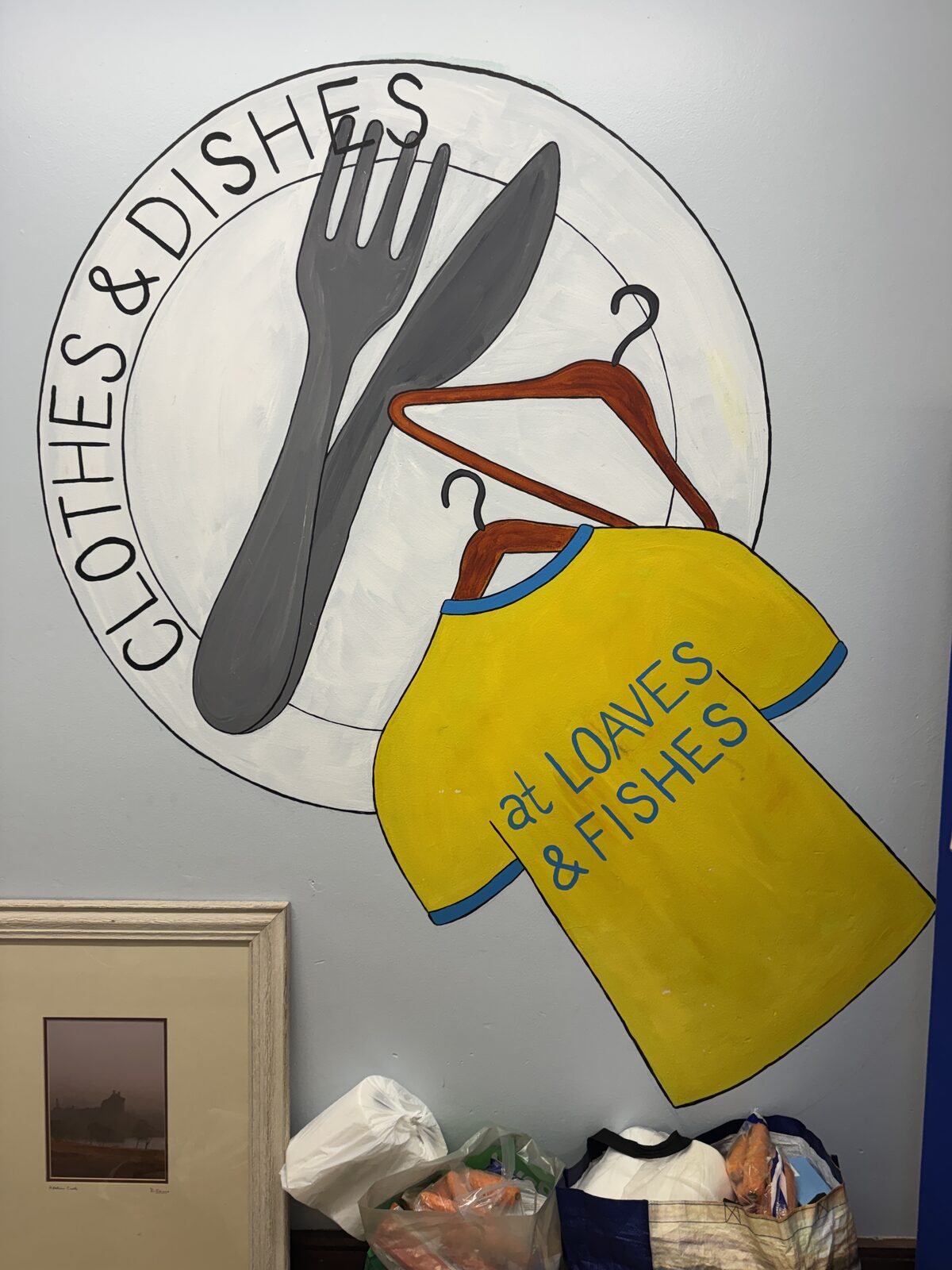 Clothes and dishes section